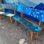 Blue Snowboard Bench's