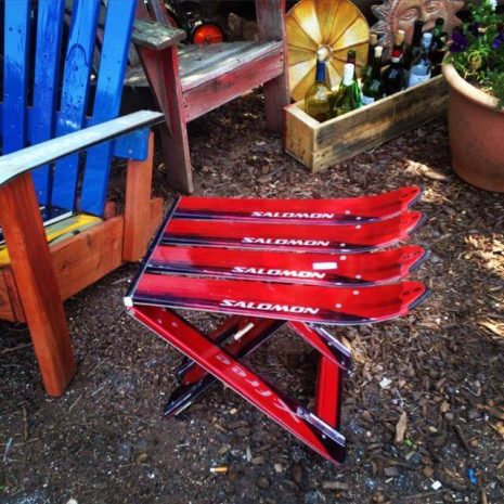 Repurposed Skis Side Table - Red