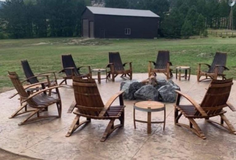 Original Oak Whiskey Barrel Adirondack Chairs – Set of 8