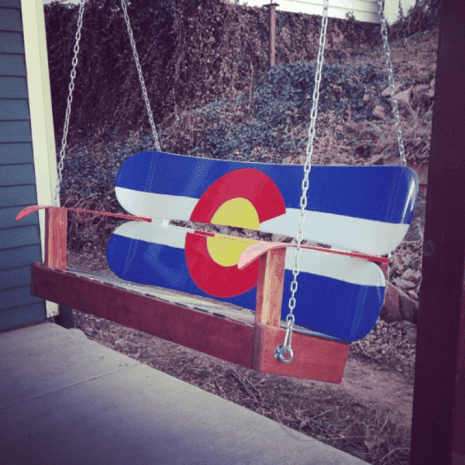 image1-e1513661078579 Colorado Flag Repurposed Hand Painted Mountain Mural Adirondack Snowboard Bench Porch Swing