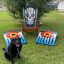 Sugar Skull Ski Chair and Colorado Sun Cornhole Boards