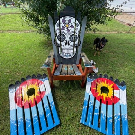 image6 Sugar Skull Ski Chair and Colorado Sun Cornhole Boards
