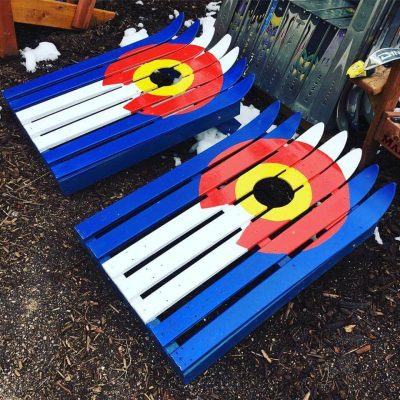 Muted Colorado Flag Corn Hole Ski Boards