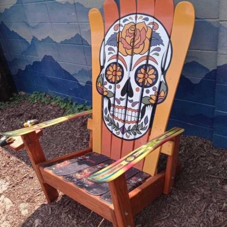 Vivid Orange sugar skull ski chair