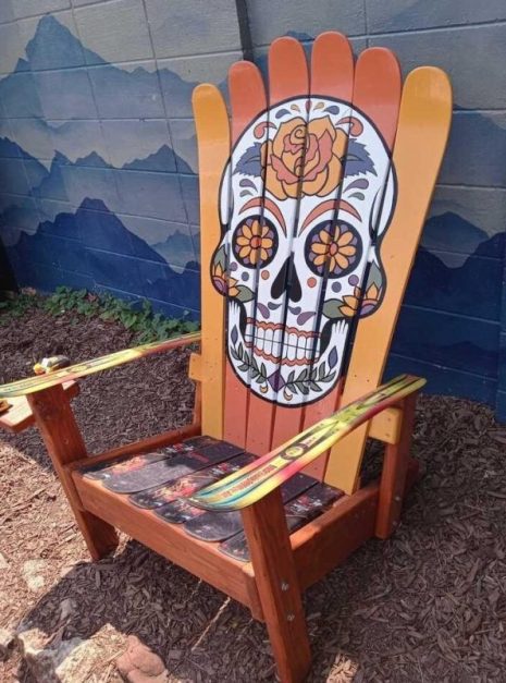 Vivid Orange sugar skull ski chair
