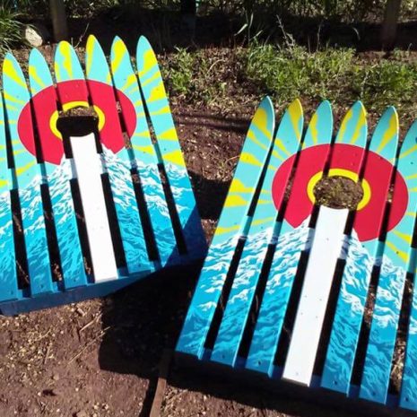 suburstcornhole Colorado Flag Sun Burst Corn Hole Ski Boards
