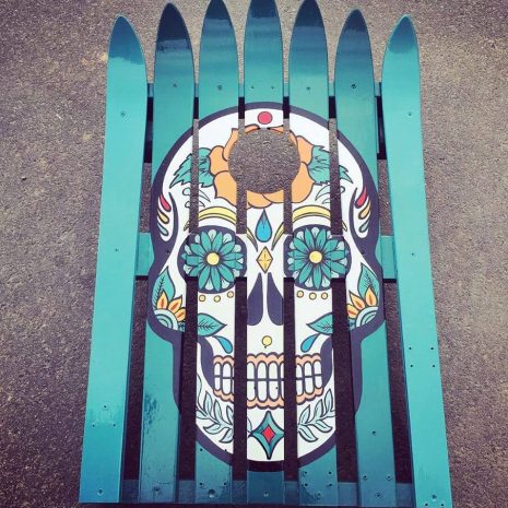 sugarskullcornhole Hand Painted Sugar Skull Corn Hole Ski Set