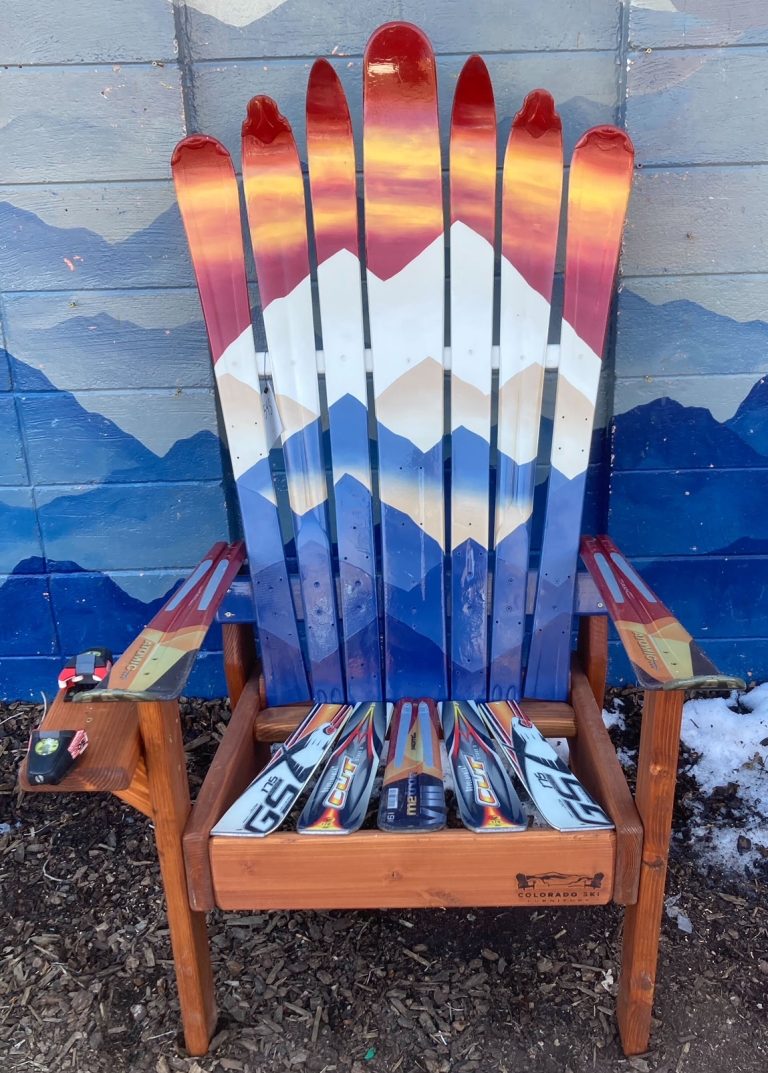 Burnt Orange Sunset Mystic Mountains Mural Adirondack Ski Chair