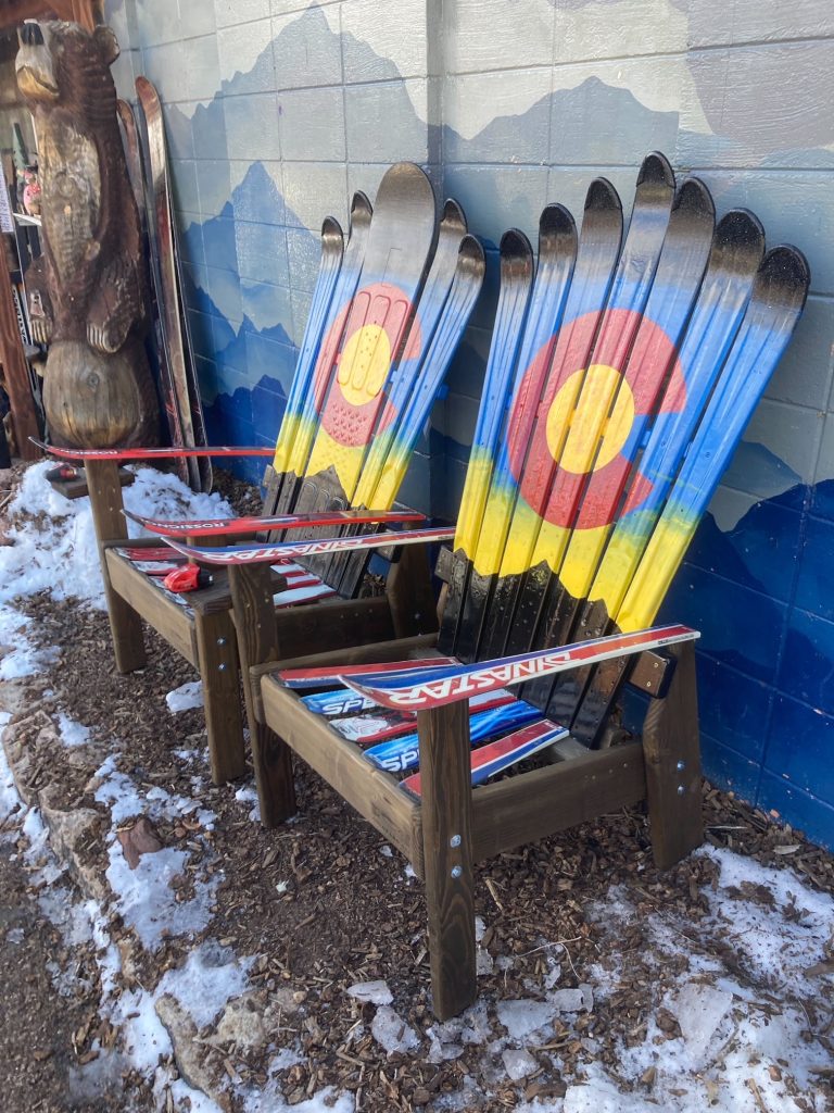 Twilight Sunset Northern Lights Mountain Mural Adirondack Ski Chair – Set of 2