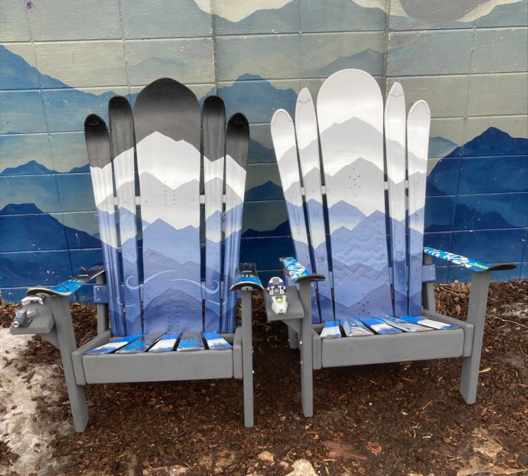 Night & Day Grey Mystic Mountains Mural Adirondack Ski & Snowboard Chairs – Set of 2