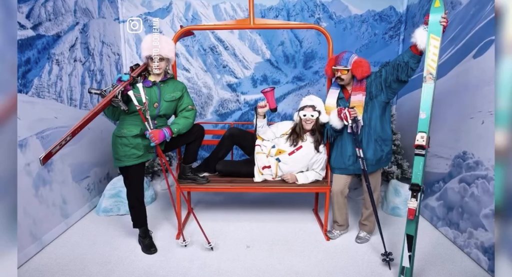Powder coated replica ski chairlift bench