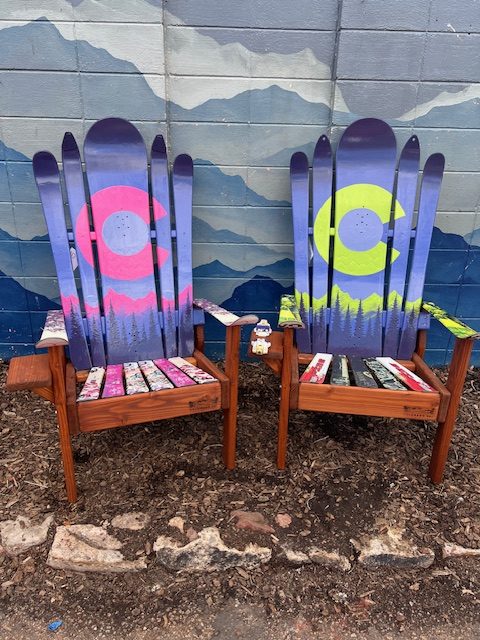 Pink & Green Colorado Adirondack Ski & Snowboard Chairs – Set of 2
