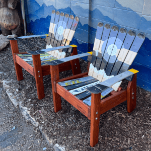 Set of 2 - Grey Colorado Flag Alpine Ski Chairs