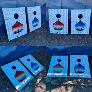 Hand-Painted Ski Cornhole Board Sets