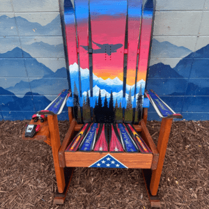C-17 Plane & Sunset Mountain Mural - USAF Themed Ski Chair