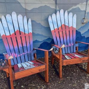 Moose & Bear Electric Mountain Mural Ski Chairs - Set of 2