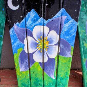 Columbine + Mountains Hand Painted Ski Wall Art