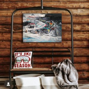 Mountain House Combo - "3-person Chairlift + 26"x35" Skier wall print