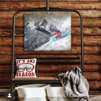 Holy Pow_Cabin logs ski chair