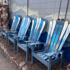 Set of 4 - Blue/Grey Stained Ski Chairs