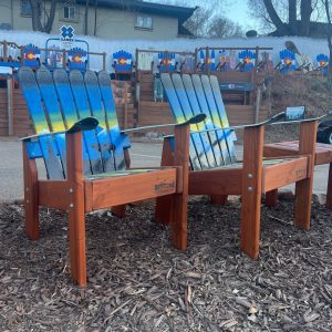 Set of 2- Northern Lights Moose & Bear Ski Chairs