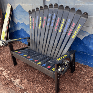 Ebony stained ski bench- you pick the skis!