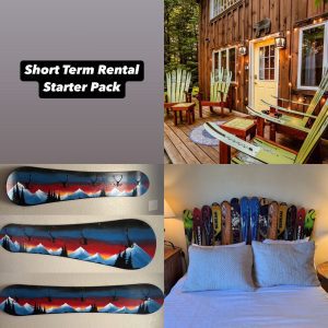 STR -Set of 6 - (4) Ski Chairs (1) Ski Headboard, (1) Wall Coat Hook