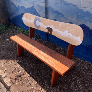 Colorado Bear Mural Snowboard Bench