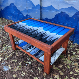 Hand Painted Ski Coffee Table - 36” x 18 x 18” w/shelf