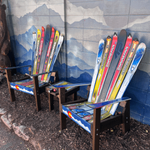 Customizable Ski Chair w/ CO Mountain Stripe Front Board