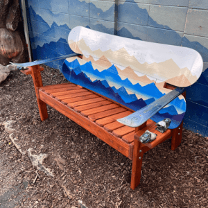 Mystic Mountain Mural Snowboard Bench