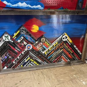 Hockey Stick & Puck Sunset Mountain Barnwood - 44"