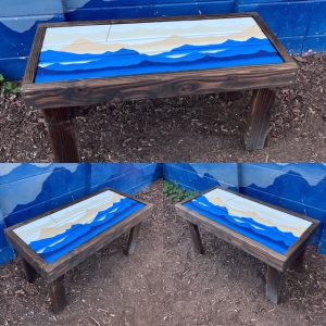 Mystic Mountains - Hand Painted Ski Coffee Table - 36” x 18 x 18”