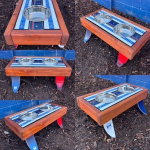 Ski Dog Bowl Set, custom made, pick colors! - 24” x 12" x 9”