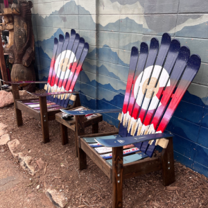 Set of 2 - Colorado Sunset Mountain Mural Ski Chairs