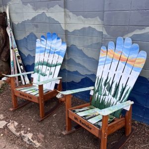 Set of 2 - Custom Mountain Mural Ski Chairs (You pick)